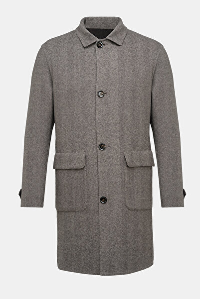 Edwards Erkek Kahverengi Yün Çift Taraflı Palto