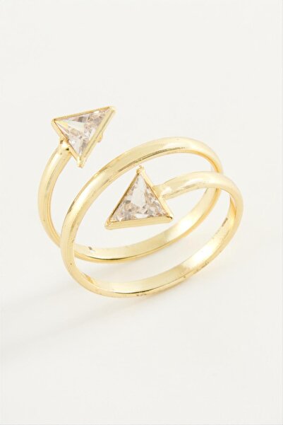 ZERO LAND 1615743749 خاتم زركون مثلث (204357) مرصع بالأحجار - أصفر