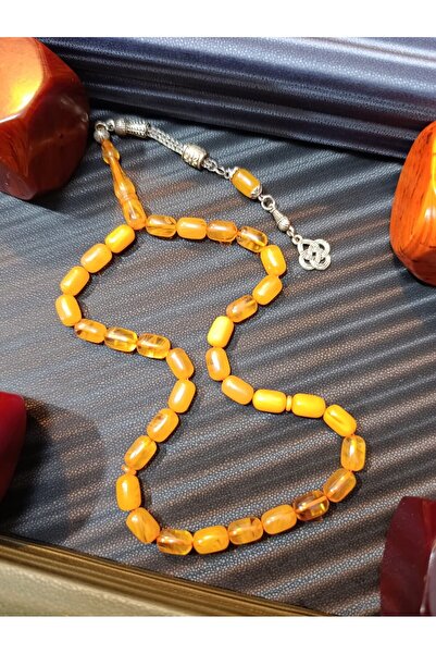 Anemore Collection سبحة من العنبر الناري بلون أصفر مائل للبني