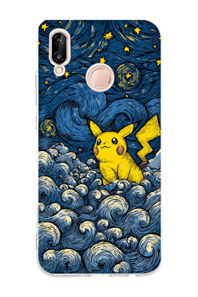 Manitoba Huawei P20 Lite Uyumlu Baskılı Yumuşak Silikon Şeffaf Telefon Kılıfı