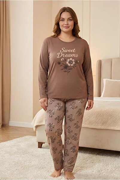 MORRO Women's O-Neck Viscose Plus Size (Oversized) Pajama Set Long Sleeve Soft Textured Comfortable