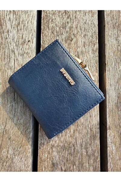 ÖZÜM TAKI Women's Medium Size Wallet with Card Holder Detail and Coin Compartment, Navy Blue