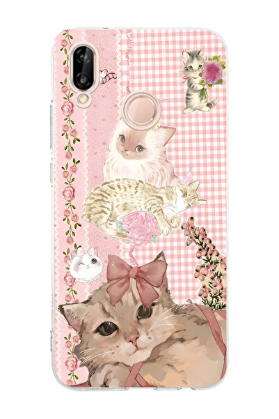 Manitoba Huawei P20 Lite Uyumlu Baskılı Yumuşak Silikon Şeffaf Telefon Kılıfı