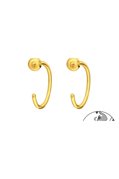 All4Silver Gold Semi-Circle Ball Earrings - Silver 925