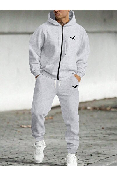 PAVRO Set de trening Cardigan cu fermoar Swea tricou Jogger - supradimensiona...