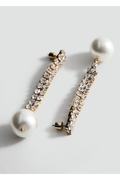 MANGO Woman İnci kombinli sallantılı küpe