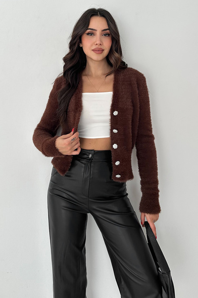 Noa&Noa Women's Floral Buttoned Feather Cardigan – Soft Bloom