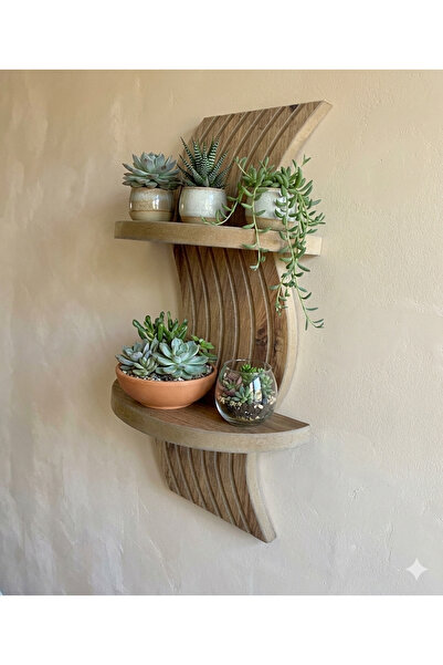 woodeska Dalga Desen Dekoratif Duvar Rafı