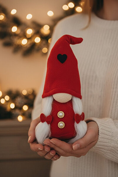 Solemia Christmas Gift Plush Elf Dwarf Figure with Red Heart 30 cm Object Decorative New Year Ornament Figurine