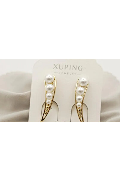 XUPING JEWELRY Cercei cu perle albe placați cu aur de 18k
