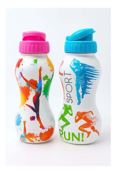 Generic Plastic Water Bottle Set 2 Pieces Blue Pink