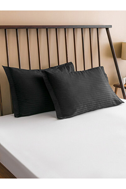 LC Waikiki Lcw Home Ma Bella Black Stripe Patterned Cotton Pillowcase Set of 2