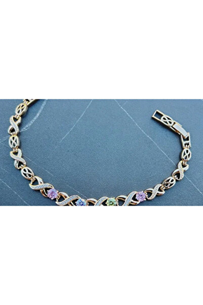 XUPING JEWELRY 18K Gold Plated Bracelet – Colored Zircon Crystals