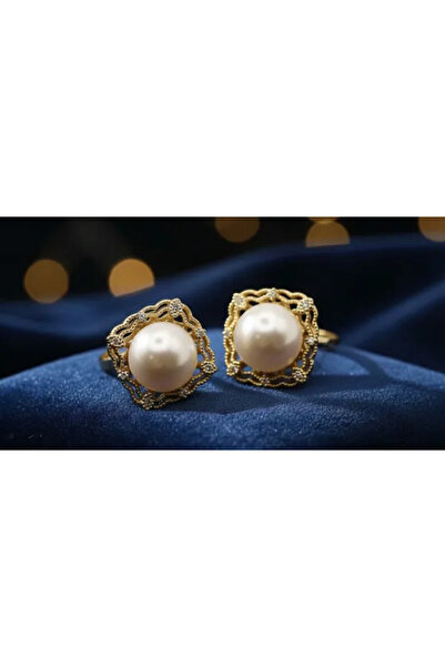 XUPING JEWELRY Cercei pătrați placați cu aur de 18K și perlă centrală