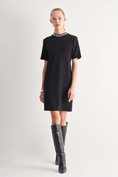 UTOPIAN Taş İşlemeli Midi Elbise