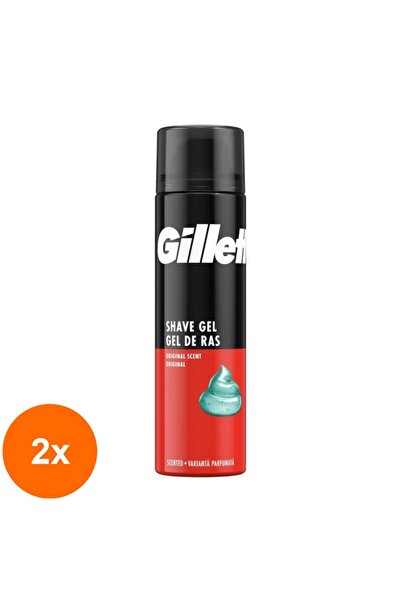 Gillette Pack of 2 x Classic Shaving Gel with Original Fragrance, 200 ml