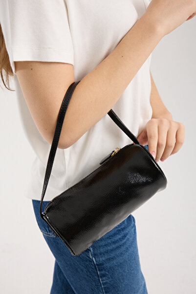 Çantaland Geantă de umăr și de mână, model cilindric, cu închidere cu fermoar