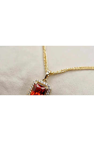 XUPING JEWELRY Colier placat cu aur de 18k cu zirconiu roșu