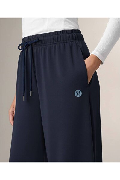 MODA Kadın Lacivert Wide Leg Eşofman Altı - Yüksek Bel Cepli Tasarım