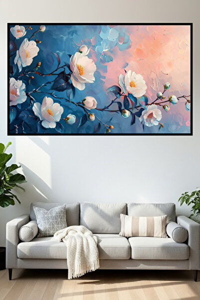 ERUMAR HOME Tablou modern cu modele florale colorate, cu aspect de ramă, pent...