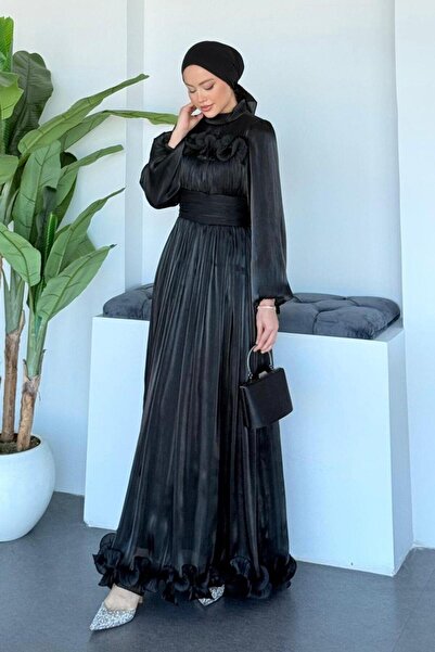 Şulemoda Giyim Rochie de seara cu volane neagra