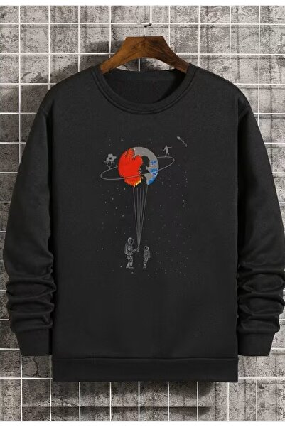 LELVANİ سويت شيرت مطبوع عليه نمط Evren Temalı