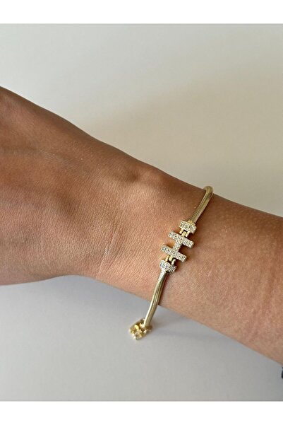 Charmist 14K Çelik Üzeri Altın Kaplama Kuyumcu İşçiliği Harf Bileklik