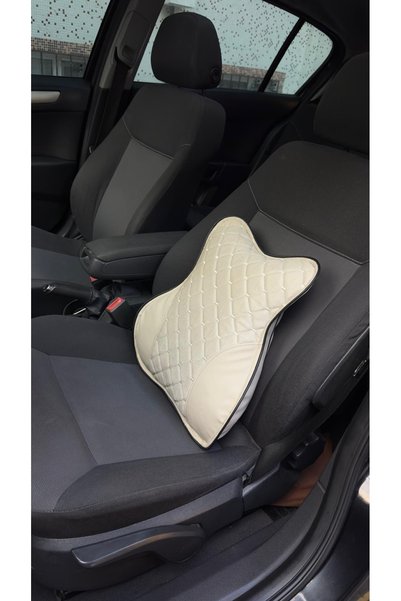 stilcarotoaksasuar Luxury In-Car Orthopedic Lumbar Support Cushion Ergonomic (Cream Color) Can Also Be Used at Home and Office