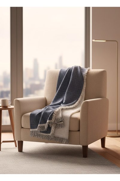 Mujo Home Collection 100% Organic Cotton 4-Layer Muslin Sofa Throw - Tv Blanket - Double-Sided Decorative Cover (90X200)