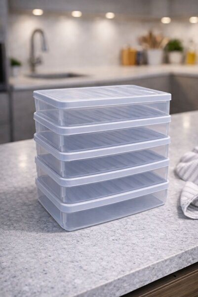 Stillo حاوية تخزين متعددة الأغراض - مجموعة من 5 قطع مربعة رمادية