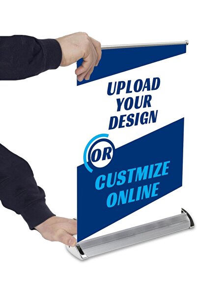 ALAYRA International حامل لافتة قابل للتخصيص والسحب، عبوة من قطعتين، 33 × 81