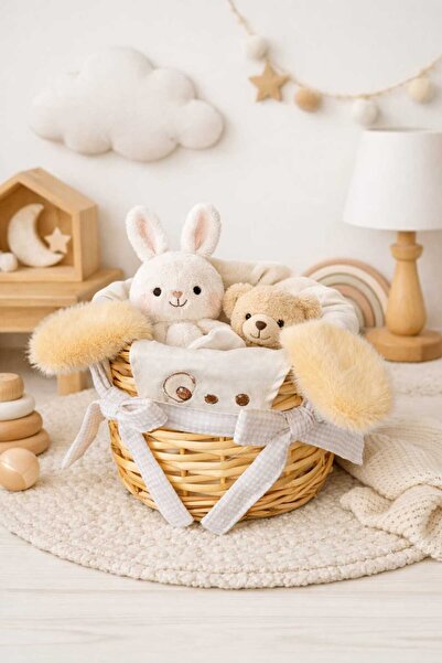 Dekorasyaa Coș de jucării rotund din răchită, fără capac - Organizator - Crem...