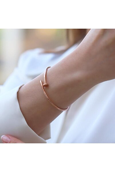 Necati Gün Çivi Rose Gold Gümüş Kelepçe