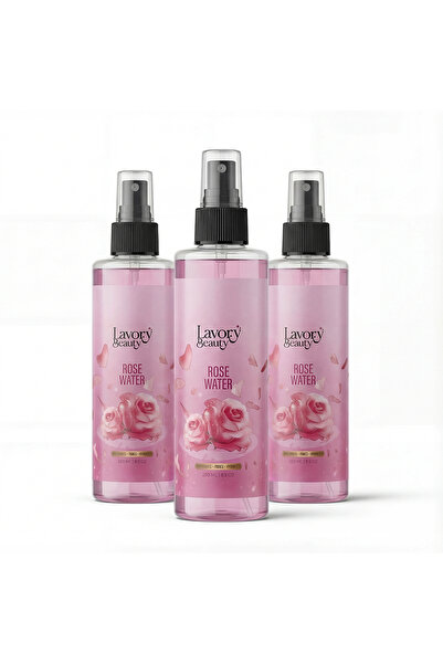 Lavory Beauty 100% Pure & Natural Rose Water - For Skin & Face with Rose Centifolia Flower Extract - 250 ml x 3