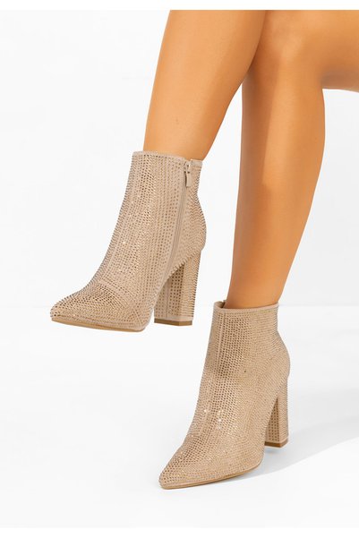 B T Shoes Μποτάκια με χοντρό τακούνι Glira χρυσα