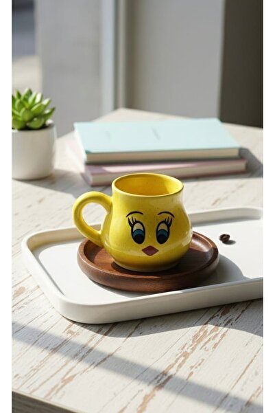 PEGA HOME Sevimli Seramik Kupa Tweety Kutulu Bardak Sarı