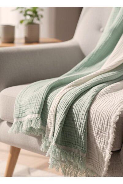 Mujo Home Collection 100% Organic Cotton 4-Layer Muslin Sofa Throw - Tv Blank...