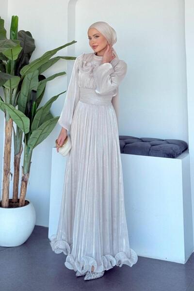 Şulemoda Giyim فستان سهرة مكشكش حجر