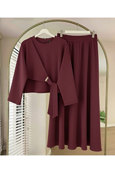 LİA TESETTÜR 26 Buckle Detailed Skirted Two-Piece Suit