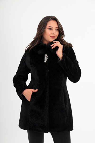 Mezure Kürklü Cepli Astragan Kaban Büyük Beden