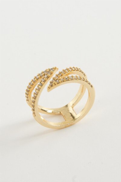 ZERO LAND خاتم SEPETIM مرصع بحجر الزركون - لون فضي