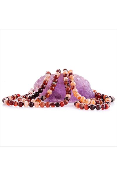 ZERO LAND 1610423749 حجر العقيق (212304) ذو عروق 8 مم - بني