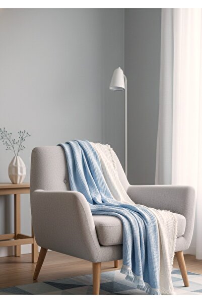 Mujo Home Collection 100% Organic Cotton 4-Layer Muslin Sofa Throw - Tv Blanket - Double-Sided Decorative Cover (90X200)