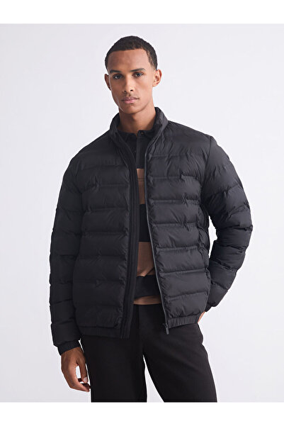 LC Waikiki Palton negru pentru bărbați cu model standard