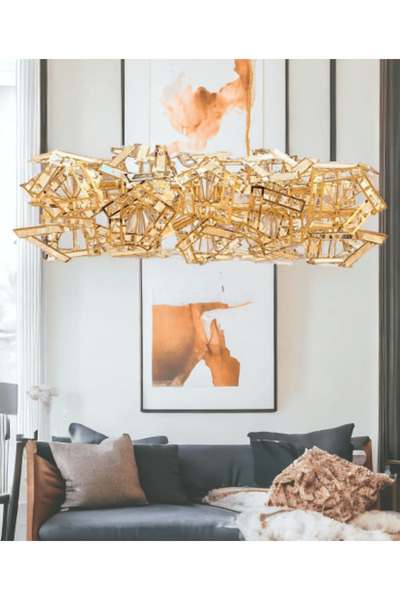 Alkaraz Golden Crystal Cloud Chandelier, 1.70 m long