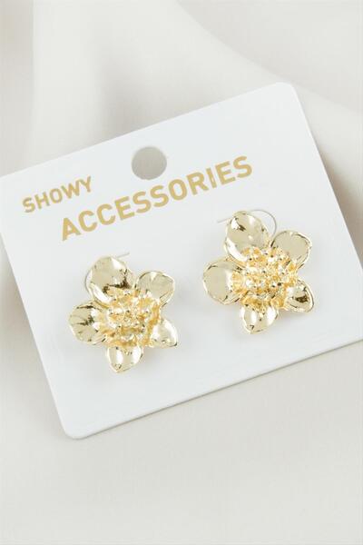 ZERO LAND 1610853749 زهرة (205308) أقراط معدنية - أصفر