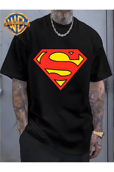 oneagılyazı Iconic Superman Emblem Print, I, Round Neck Short Sleeve T-Shirt,