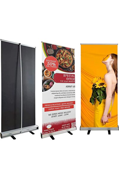 ALAYRA International حامل لافتة قابل للتخصيص والسحب، عبوة من قطعتين، 33 × 81