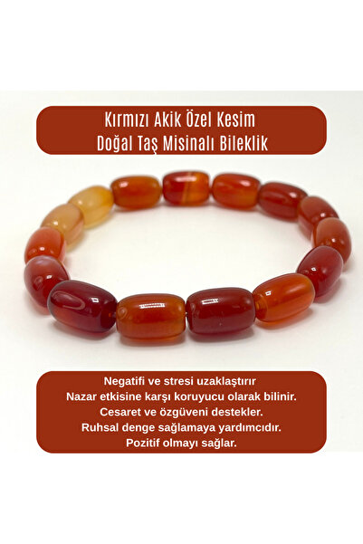 YILDIZ DOĞAL TAŞ سوار من الأحجار الكريمة الطبيعية من العقيق الأحمر المعتمد بق...