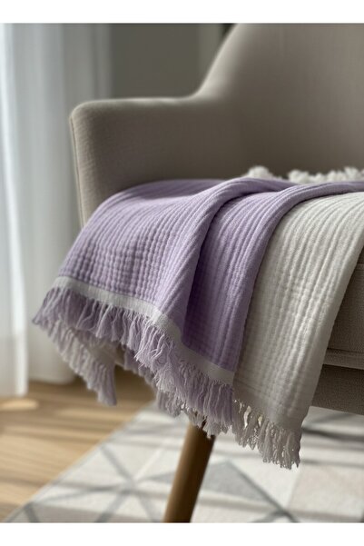 Mujo Home Collection Pătură pentru canapea din muselină cu 4 straturi din bumbac organic 100% - Pătură TV - Husă decorativă cu două fețe (90x200)